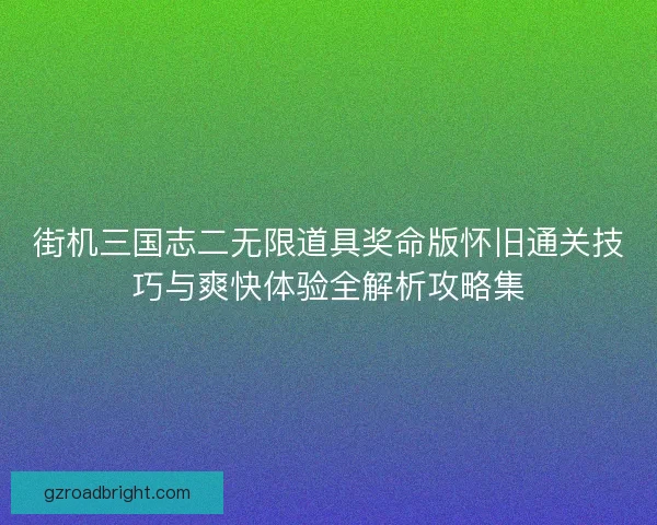 街机三国志二无限道具奖命版怀旧通关技巧与爽快体验全解析攻略集 街机三国志二无限道具奖命版怀旧通关技巧与爽快体验全解析攻略集