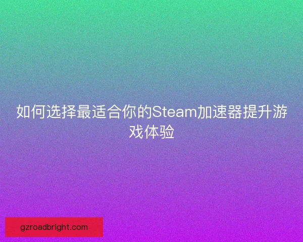 如何选择最适合你的Steam加速器提升游戏体验